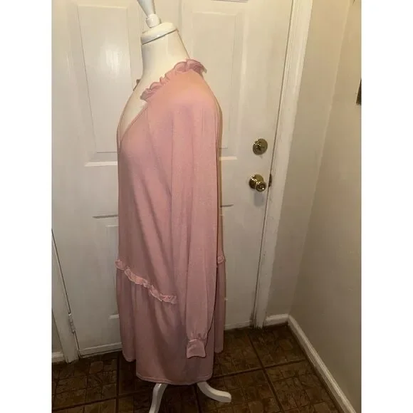 Simple Suzanne Betro Plus Sized Dusty Rose Pink Tiered Ruffle Boho Dress Size 1X - Picture 2 of 4